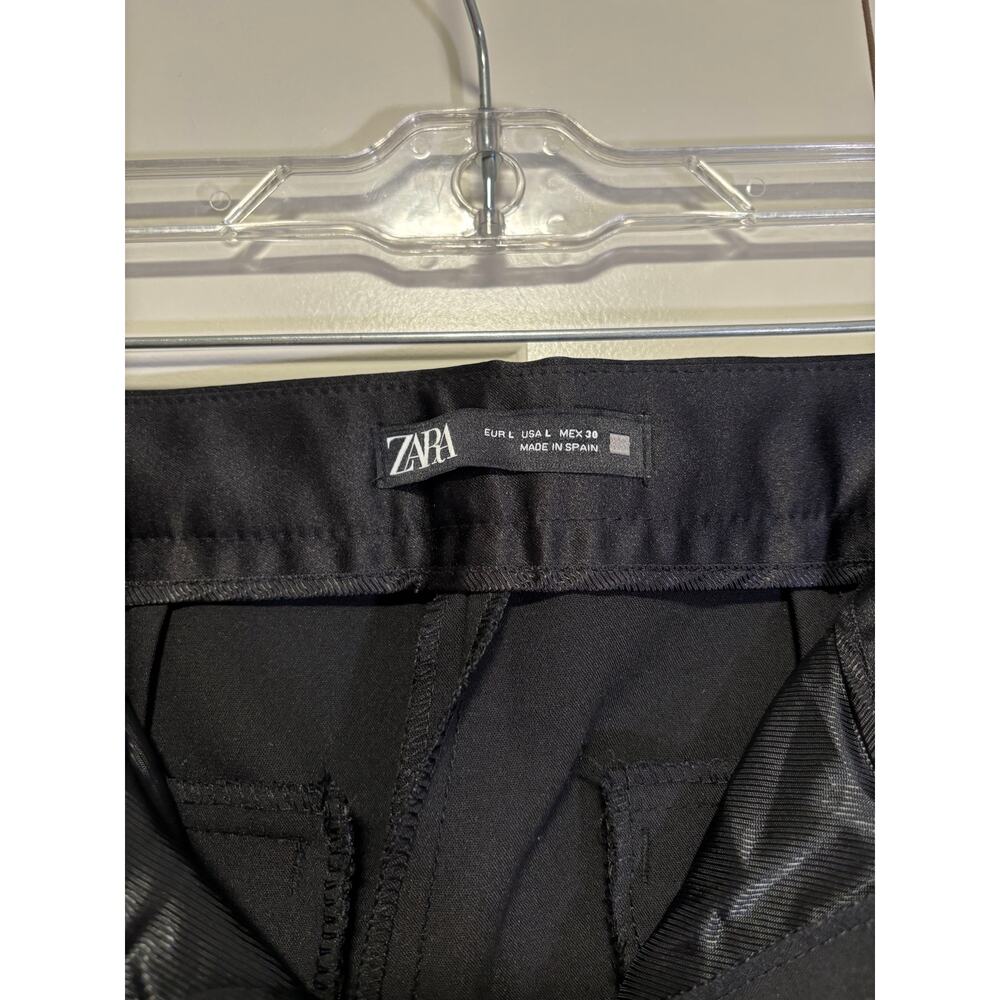 Zara Women's Black Tuxedo Dress Pants Satin Waistband Size L - Picture 7 of 9